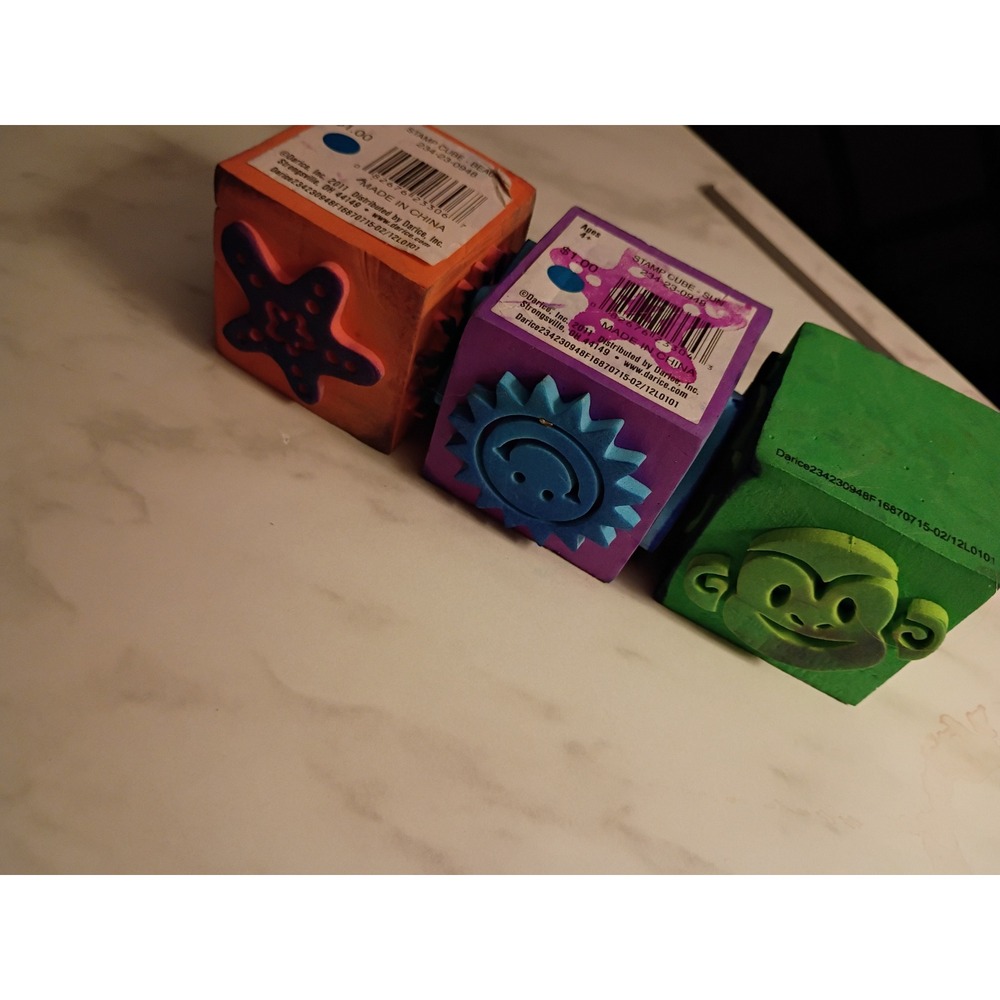 Darice Foam Stamp Cubes Set of 3 Monkey Sun Starfish Beach Designs 234-23-0948